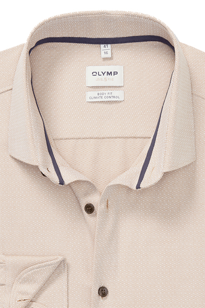 Produktbild f�r 'OLYMP Level Five 24/Seven body fit Hemd extra langer Arm Rautenstruktur hellblraun'