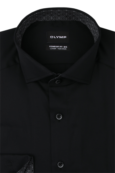 Produktbild f�r 'OLYMP Luxor comfort fit big Hemd Langarm New Kent Kragen Satin schwarz'