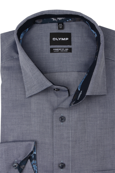 Produktbild f�r 'OLYMP Luxor comfort fit big Hemd Langarm New Kent Kragen Natte rauchblau'