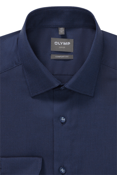 Produktbild f�r 'OLYMP Luxor comfort fit Hemd Langarm New Kent Kragen Muster blau'