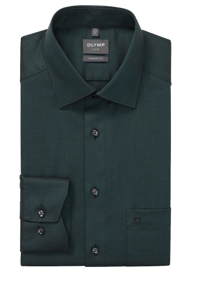 OLYMP Luxor comfort fit Hemd extra langer Arm New Kent Kragen Muster gr�n