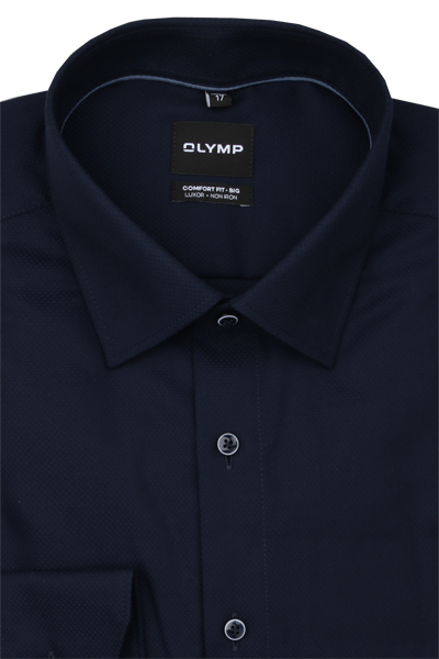 Produktbild f�r 'OLYMP Luxor comfort fit big Hemd Langarm New Kent Kragen Rautenstruktur nachtblau'
