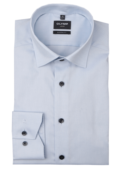 OLYMP Luxor modern fit Hemd Langarm New Kent Kragen Oxford hellblau