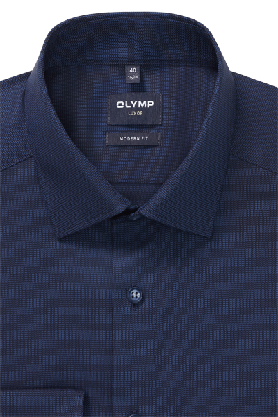 Produktbild f�r 'OLYMP Luxor modern fit Hemd Langarm New Kent Kragen Muster blau'