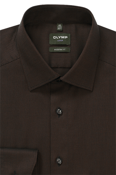 Produktbild f�r 'OLYMP Luxor modern fit Hemd extra langer Arm New Kent Kragen Muster braun'