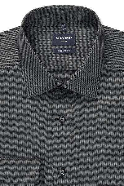 Produktbild f�r 'OLYMP Luxor modern fit Hemd Langarm New Kent Kragen Muster grau'