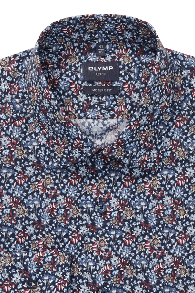 Produktbild f�r 'OLYMP Luxor modern fit Hemd Langarm New Kent Kragen Blumenmuster blau'