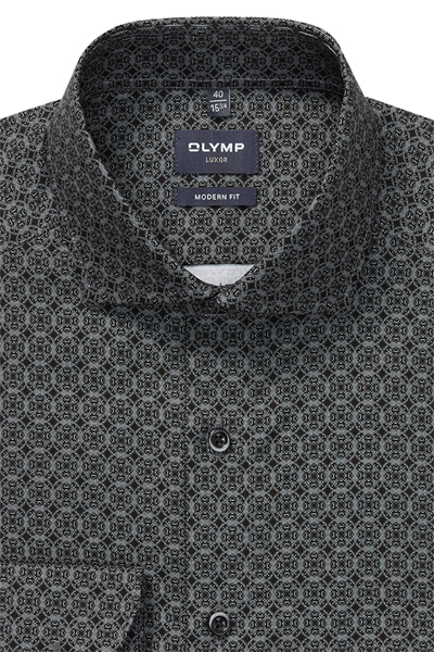 Produktbild f�r 'OLYMP Luxor modern fit Hemd extra langer Arm Haifischkragen Satin Muster schwarz'
