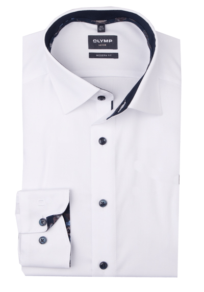 OLYMP Luxor modern fit Hemd Langarm New Kent Kragen Faux wei�