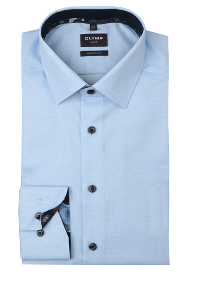 OLYMP Luxor modern fit Hemd Langarm New Kent Kragen Faux hellblau preisreduziert
