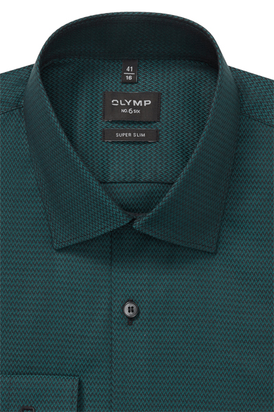 Produktbild f�r 'OLYMP No. Six super slim Hemd extra langer Arm New Kent Kragen Muster gr�n'