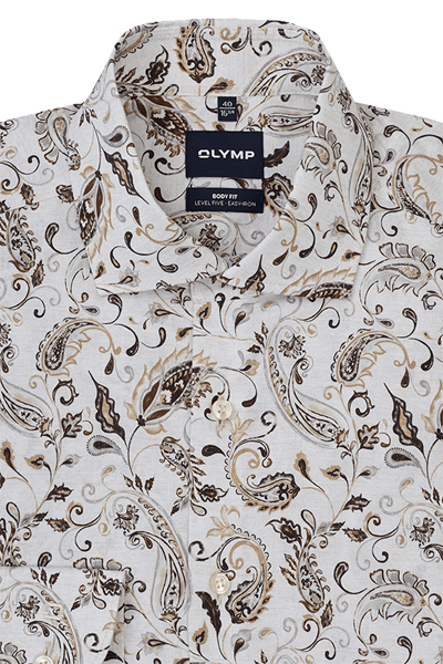 Produktbild f�r 'OLYMP Level Five body fit Hemd extra langer Arm New Kent Kragen Muster braun'