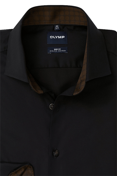 Produktbild f�r 'OLYMP Level Five body fit Hemd extra langer Arm New Kent Kragen schwarz'