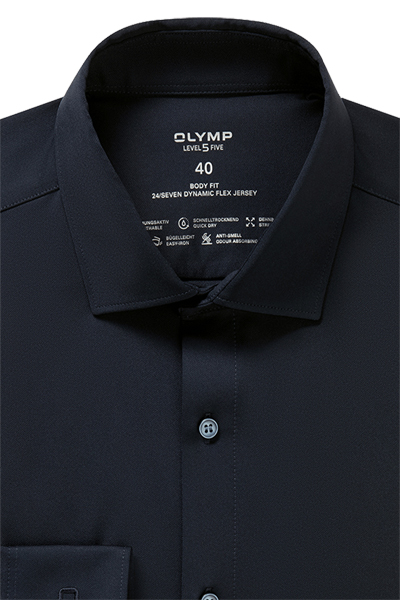 Produktbild f�r 'OLYMP Level Five 24/Seven body fit Hemd extra langer Arm New Kent Kragen Jersey nachtblau'