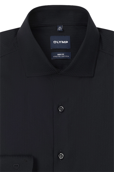 Produktbild f�r 'OLYMP Level Five body fit Hemd Langarm New Kent Kragen Satinstreifen schwarz'