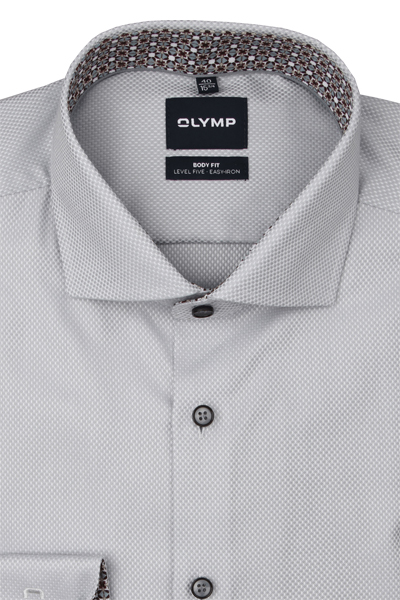 Produktbild f�r 'OLYMP Level Five body fit Hemd Langarm New Kent Kragen Struktur grau'