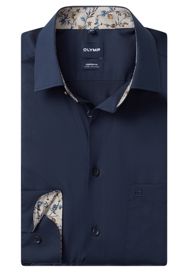Produktbild f�r 'OLYMP Luxor comfort fit Hemd Langarm New Kent Kragen Popeline nachtblau'