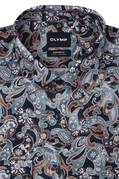 Produktbild f�r 'OLYMP Luxor comfort fit Hemd extra langer Arm New Kent Kragen Muster blau'