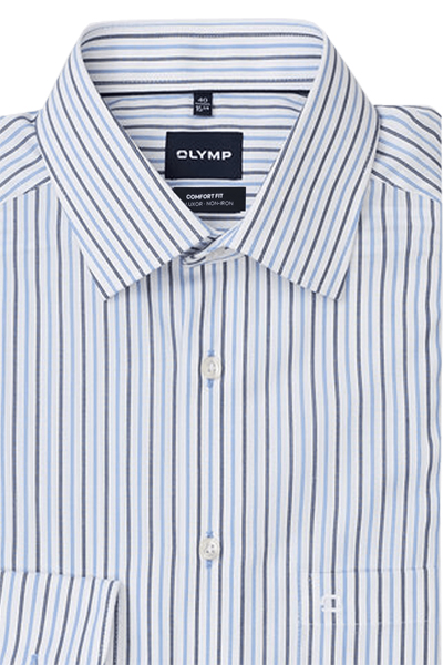 Produktbild f�r 'OLYMP Luxor comfort fit Hemd Langarm New Kent Kragen Steifen blau'