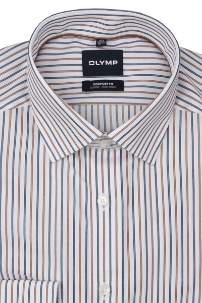 Produktbild f�r 'OLYMP Luxor comfort fit Hemd Langarm New Kent Kragen Steifen braun'