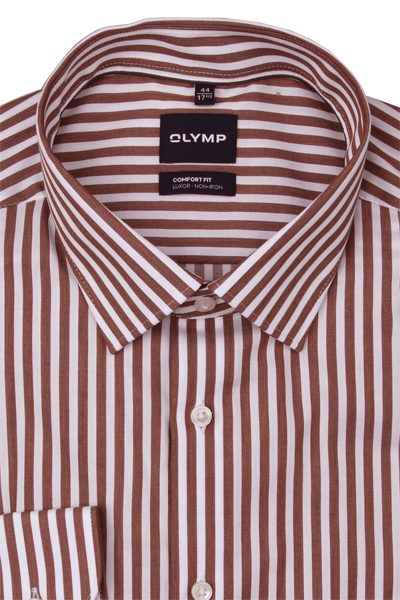 Produktbild f�r 'OLYMP Luxor comfort fit Hemd Langarm New Kent Kragen Streifen rot'