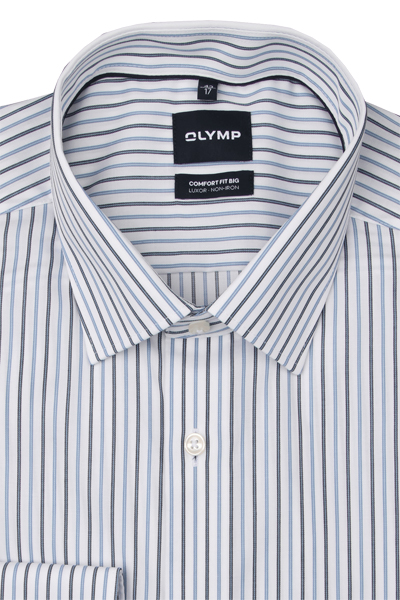 Produktbild f�r 'OLYMP Luxor comfort fit big Hemd Langarm New Kent Kragen Streifen blau'