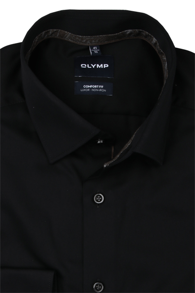 Produktbild f�r 'OLYMP Luxor comfort fit Hemd Langarm New Kent Kragen Feintwill schwarz'