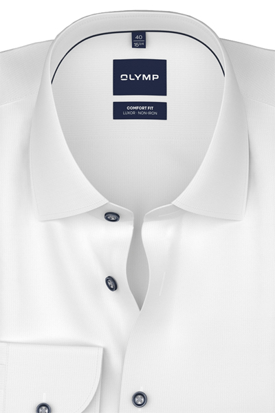 Produktbild f�r 'OLYMP Luxor comfort fit Hemd Langarm New Kent Kragen Muster wei�'