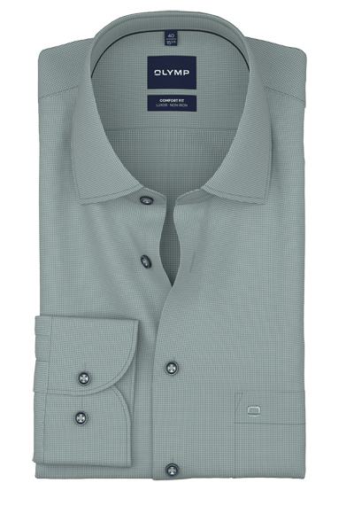 Produktbild f�r 'OLYMP Luxor comfort fit Hemd Langarm New Kent Kragen Muster gr�n'