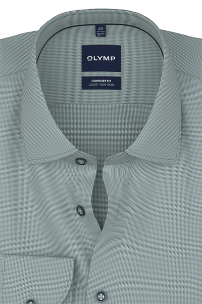 Produktbild f�r 'OLYMP Luxor comfort fit Hemd Langarm New Kent Kragen Muster gr�n'