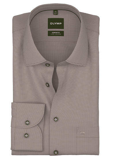 Produktbild f�r 'OLYMP Luxor comfort fit Hemd Langarm New Kent Kragen Muster braun'