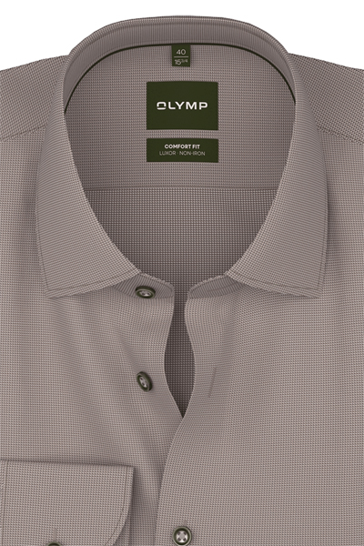 Produktbild f�r 'OLYMP Luxor comfort fit Hemd Langarm New Kent Kragen Muster braun'