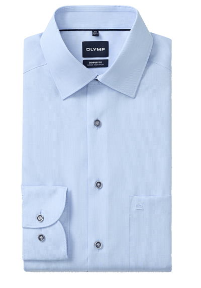 Produktbild f�r 'OLYMP Luxor comfort fit Hemd Langarm New Kent Kragen Muster hellblau'