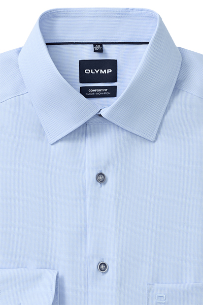 Produktbild f�r 'OLYMP Luxor comfort fit Hemd Langarm New Kent Kragen Muster hellblau'