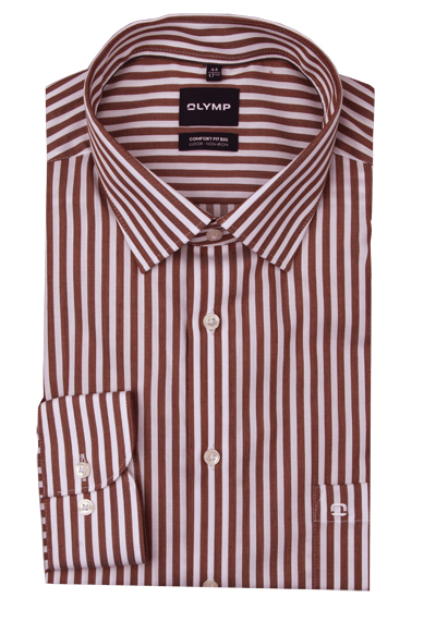 Produktbild f�r 'OLYMP Luxor comfort fit big Hemd Langarm New Kent Kragen Streifen rot'