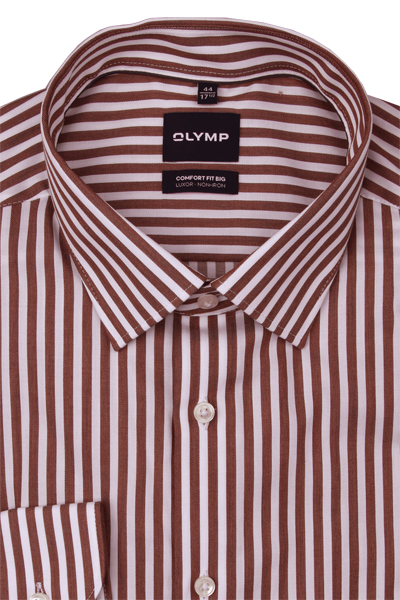 Produktbild f�r 'OLYMP Luxor comfort fit big Hemd Langarm New Kent Kragen Streifen rot'