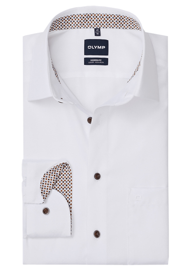 Produktbild f�r 'OLYMP Luxor modern fit Hemd Langarm New Kent Kragen Struktur wei�'