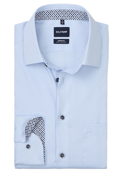 Produktbild f�r 'OLYMP Luxor modern fit Hemd Langarm New Kent Kragen Struktur hellblau'