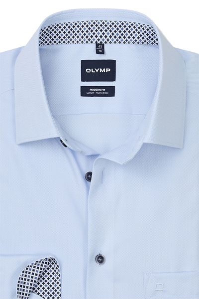 Produktbild f�r 'OLYMP Luxor modern fit Hemd Langarm New Kent Kragen Struktur hellblau'