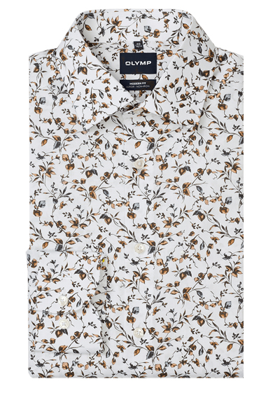 Produktbild f�r 'OLYMP Luxor modern fit Hemd Langarm New Kent Kragen Blumenmuster wei�'