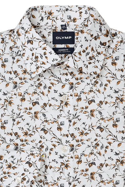 Produktbild f�r 'OLYMP Luxor modern fit Hemd Langarm New Kent Kragen Blumenmuster wei�'