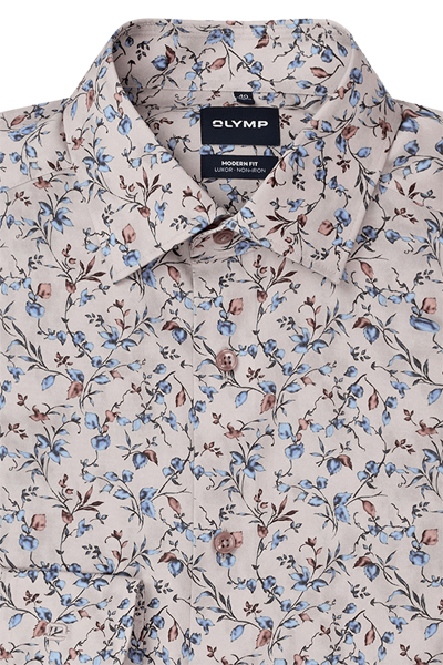 Produktbild f�r 'OLYMP Luxor modern fit Hemd extra langer Arm New Kent Kragen Blumenmuster beige'