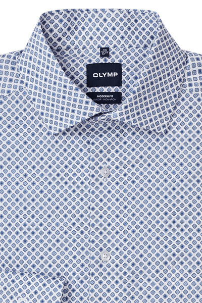 Produktbild f�r 'OLYMP Luxor modern fit Hemd extra kurzer Arm New Kent Kragen Muster wei�'