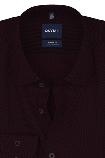 Produktbild f�r 'OLYMP Luxor modern fit Hemd Langarm New Kent Kragen Struktur weinrot'
