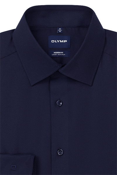 Produktbild f�r 'OLYMP Luxor modern fit Hemd extra kurzer Arm New Kent Kragen Struktur nachtblau'