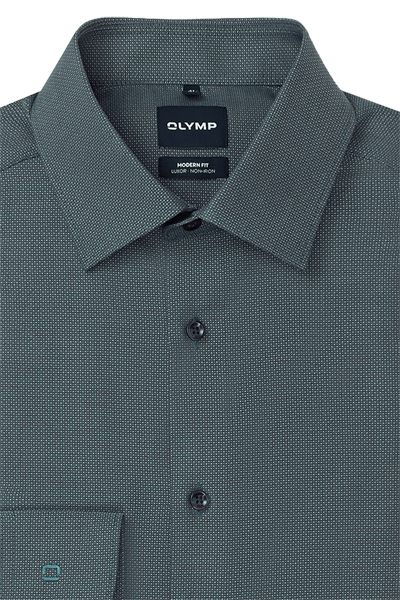 Produktbild f�r 'OLYMP Luxor modern fit Hemd extra kurzer Arm New Kent Kragen Struktur oliv'