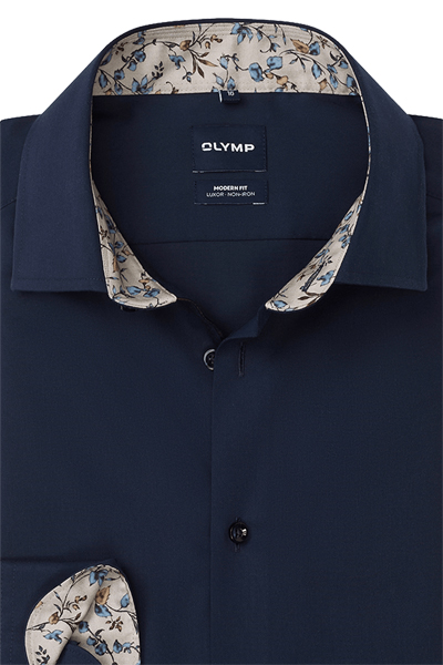 Produktbild f�r 'OLYMP Luxor modern fit Hemd extra langer Arm New Kent Kragen Popeline nachtblau'