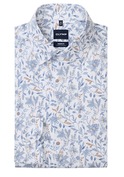 OLYMP Luxor 24/Seven modern fit Hemd New Kent Kragen Blumenmuster wei�