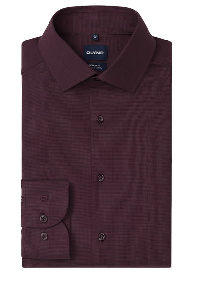 OLYMP Luxor 24/Seven modern fit Hemd extra langer Arm New Kent Kragen Karo rot