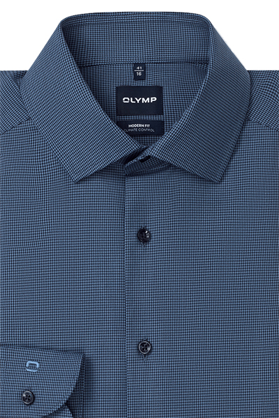 Produktbild f�r 'OLYMP Luxor 24/Seven modern fit Hemd Langarm New Kent Kragen Karo blau'